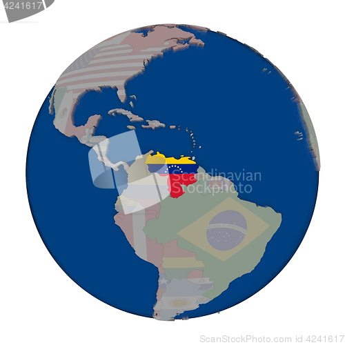 Image of Venezuela on political globe