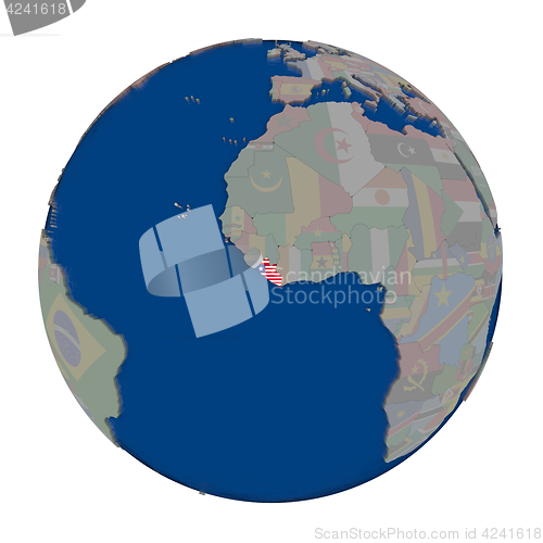 Image of Liberia on political globe