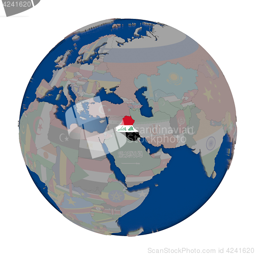 Image of Iraq on political globe