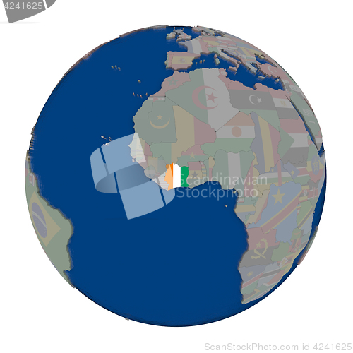 Image of Ivory Coast on political globe