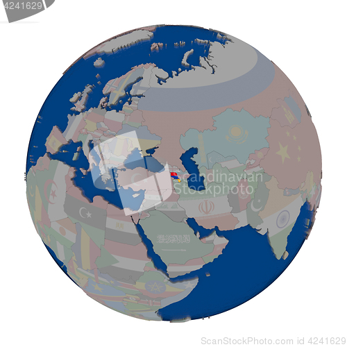 Image of Armenia on political globe