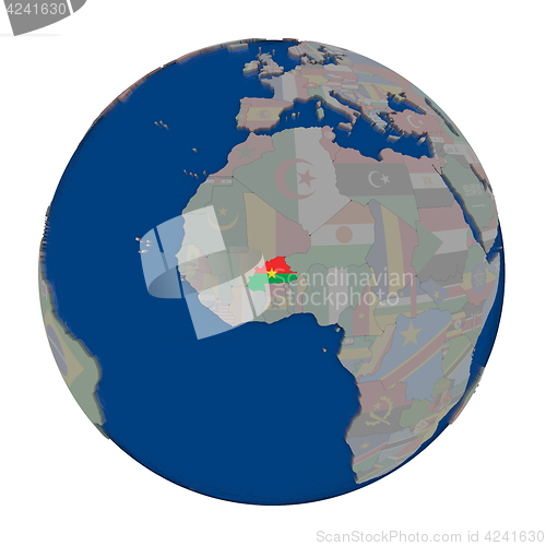 Image of Burkina Faso on political globe