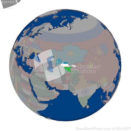 Image of Uzbekistan on political globe