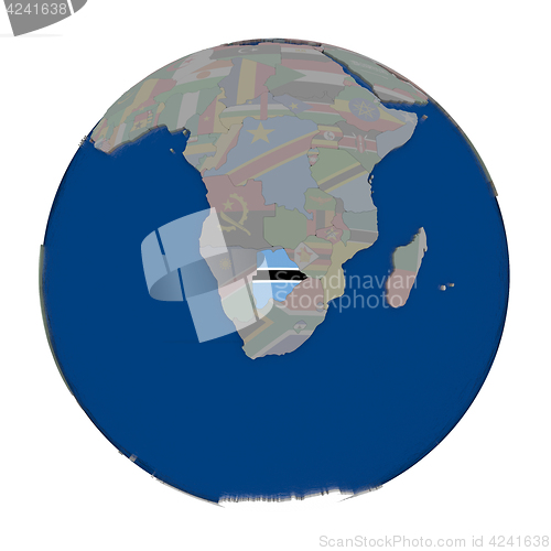 Image of Botswana on political globe