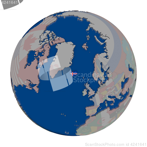 Image of Iceland on political globe