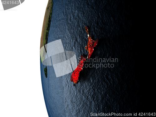 Image of Sunset over New Zealand from space