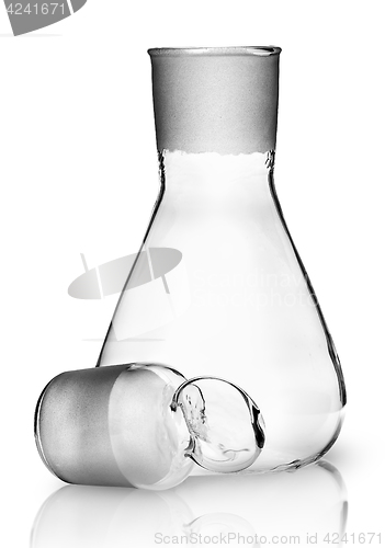 Image of Laboratory flask with ground glass stopper near