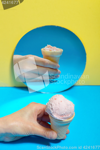 Image of Ice Cream in a waffle