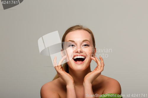 Image of Beautiful model with bare shoulders