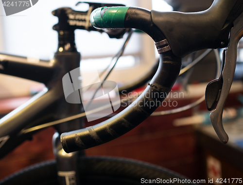 Image of Bcycle wheel on blurred background