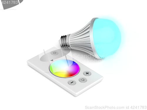 Image of Remote control and LED bulb