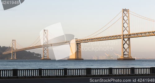 Image of Panoramic Composition Bay Bridge San Francisco California Transp