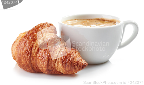 Image of cup of coffee and croissant