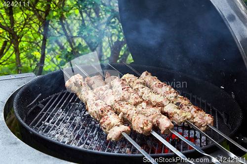 Image of meat kebab skewers