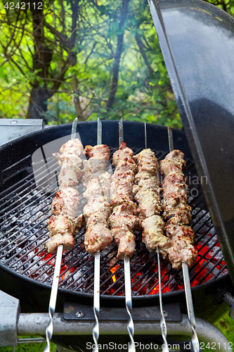 Image of meat kebab skewers