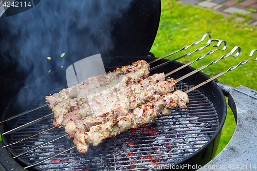 Image of meat kebab skewers