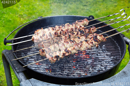 Image of meat kebab skewers