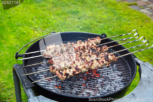 Image of meat kebab skewers