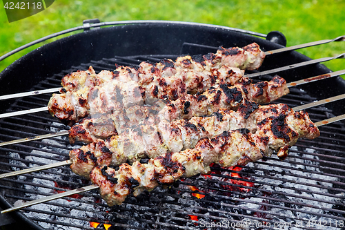 Image of meat kebab skewers