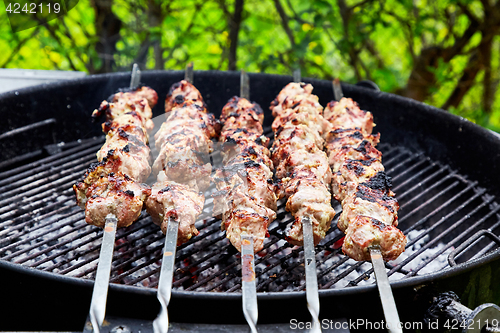 Image of meat kebab skewers