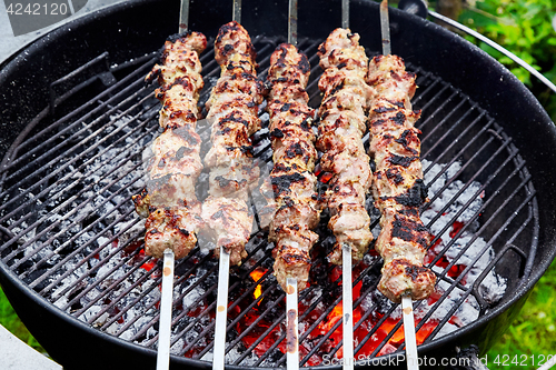 Image of meat kebab skewers