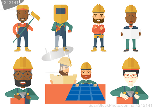 Image of Vector set of constructors and builders characters