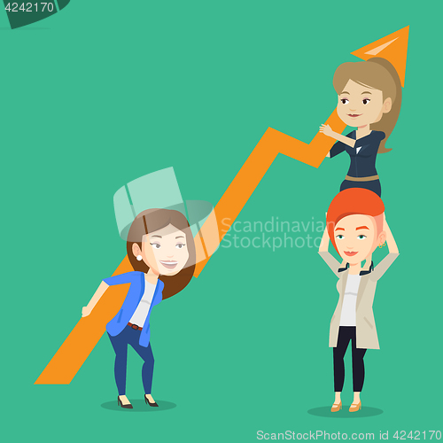 Image of Three business women holding growth graph.