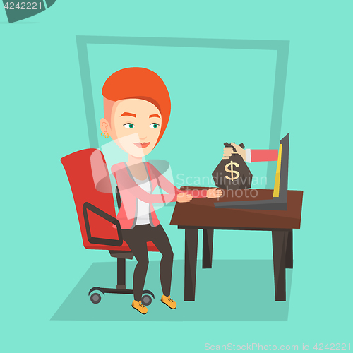 Image of Businesswoman earning money from online business.