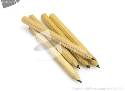 Image of Yellow Plain pencils on white background.