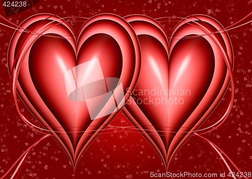 Image of two hearts and ribbons