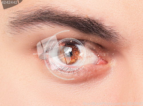 Image of The conceptual image of digital eye of a young man