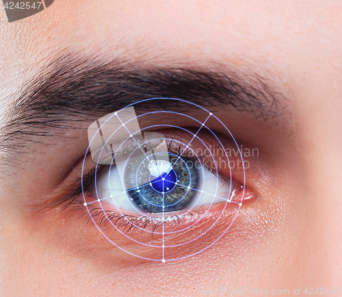 Image of The conceptual image of digital eye of a young man