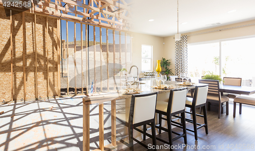 Image of Transition of Beautiful New Home Kitchen From Framing To Complet