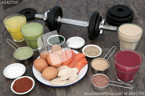 Image of Weight Training Equipment and Food Supplements