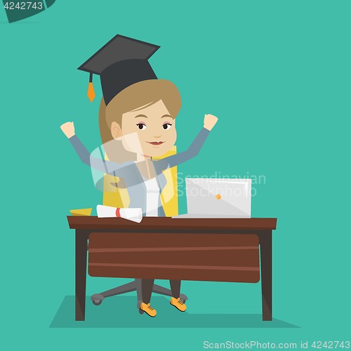 Image of Student using laptop for education.