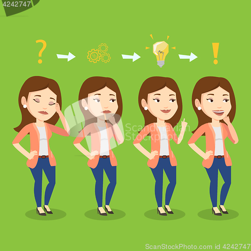 Image of Business woman having idea vector illustration.