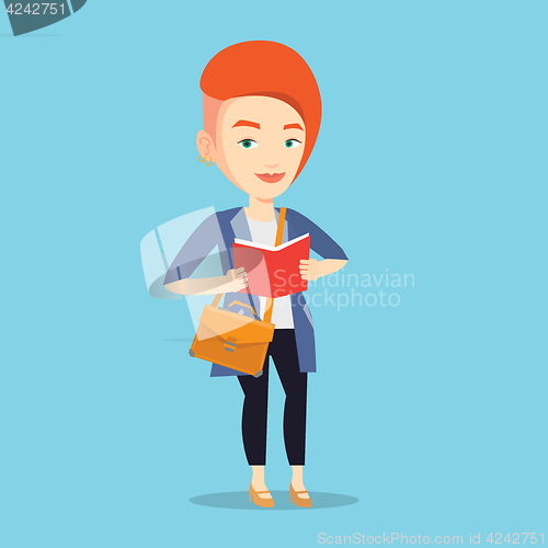 Image of Student reading book vector illustration.