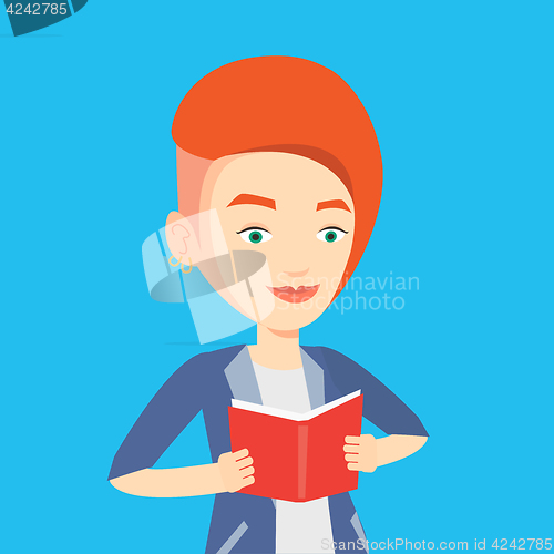Image of Student reading book vector illustration.