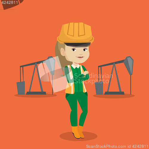 Image of Cnfident oil worker vector illustration.