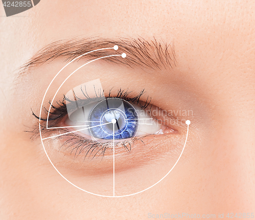 Image of The conceptual image of digital eye of a young woman