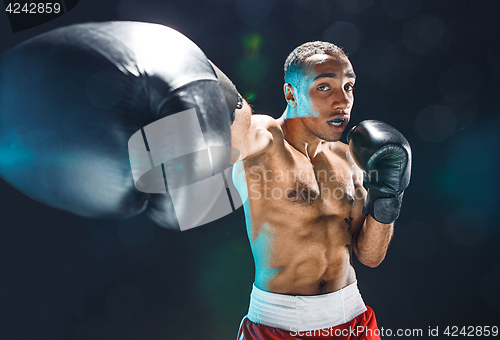 Image of Afro american male boxer.