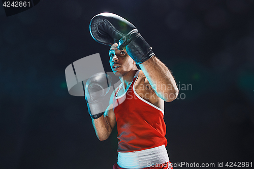 Image of Afro american male boxer.