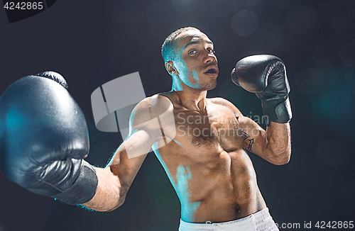 Image of Afro american male boxer.