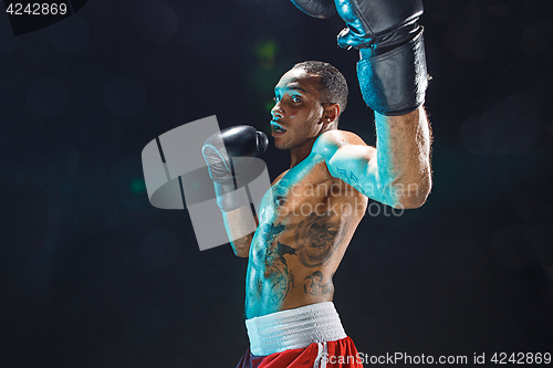 Image of Afro american male boxer.