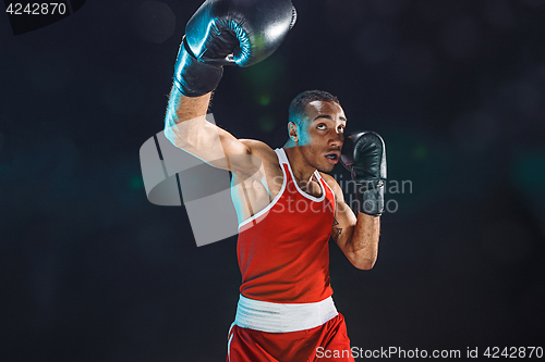 Image of Afro american male boxer.