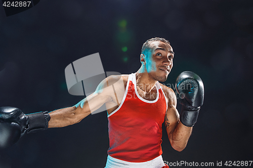 Image of Afro american male boxer.