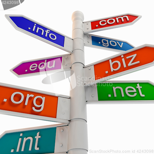 Image of Colourful URL Signpost Shows WWW. Addresses