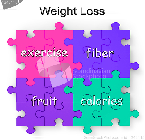 Image of Weight Loss Puzzle Shows Exercise And Fiber