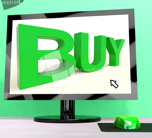 Image of Buy Word On Computer Shows Commerce Or Retail
