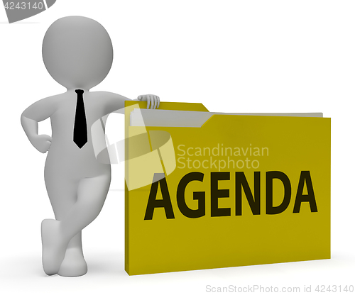 Image of Agenda Folder Represents Binder Schedule 3d Rendering